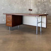 Late 1950s Solid Walnut Architectural Executive Desk With Chrome Steel Legs