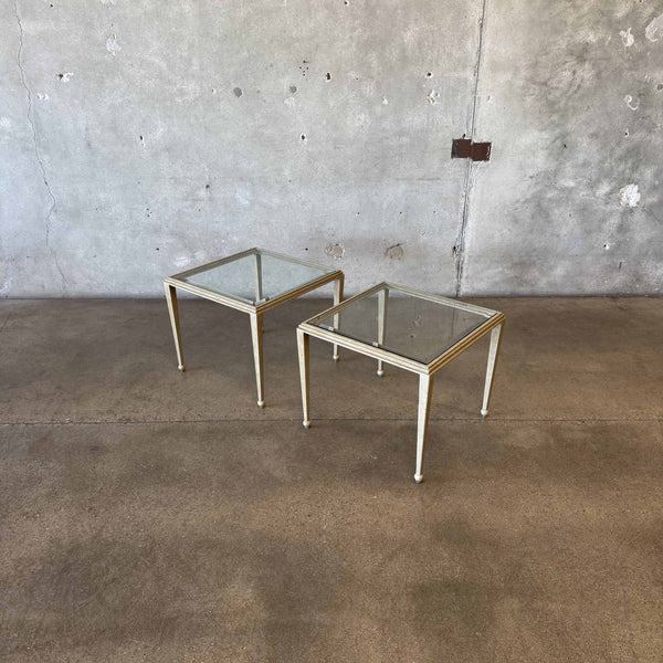 Pair of Post Modern Glass & steel Side Tables