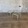 Pair of Post Modern Glass & steel Side Tables