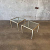 Pair of Post Modern Glass & steel Side Tables