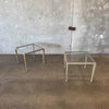 Pair of Post Modern Glass & steel Side Tables