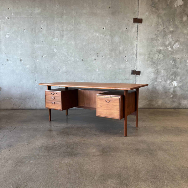 Danish Modern Teak Desk By Kai Kristansen For Feldballes Mobelfabrik 1960s