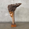 Vintage Hand Carved Teak Wood Female Sculpture