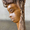 Vintage Hand Carved Teak Wood Female Sculpture