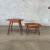 Pair of  Mid Century Solid Walnut Custom Made Side Tables