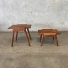 Pair of  Mid Century Solid Walnut Custom Made Side Tables