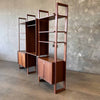 1960s Vintage Walnut Three Bay Shelving Unit