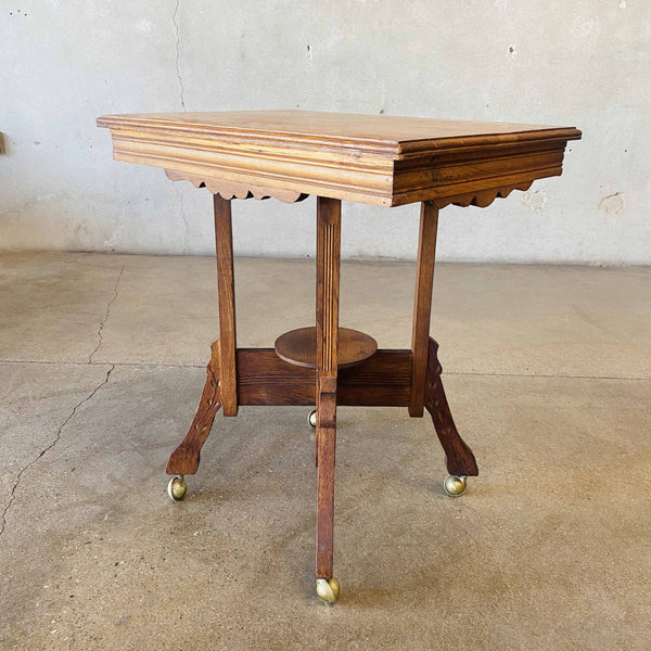 1950's Antique Oak Parlor Table, End Table