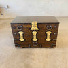 Vintage Korean Wood & Brass Storage Chest