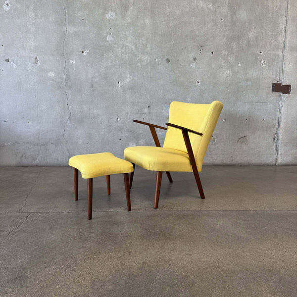 Mid Century Modern Easy Chair and Ottoman by Erhardsen and Andersen, 1960s, Denmark