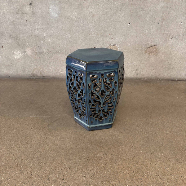 Vintage Ceramic Clay Green Turq. Glaze Garden Stool