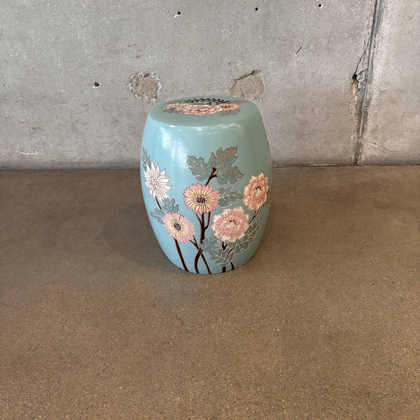 Vintage Ceramic Clay Floral Garden Stool