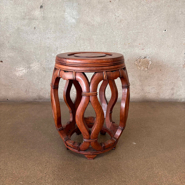 Vintage 1940's Rosewood Carved Drum Stool #1