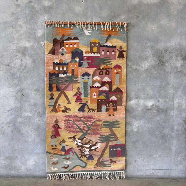 Vintage Woven Egyptian Wool Tapestry