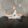 Mermaid Pottery Planter / Dish Gold w/ White by Royal Haeger Circa 1950's