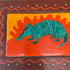 Vintage Side Table Armadillo Art Signed 1995