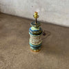 Mid Century Green & Gold Ceramic Lamp