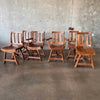 Primitive Rustic Solid Wood Dining Table With 6 Chairs