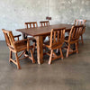 Primitive Rustic Solid Wood Dining Table With 6 Chairs