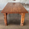 Primitive Rustic Solid Wood Dining Table With 6 Chairs