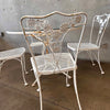 1970s Flower Detail Five Piece Iron Patio Table With Four Chairs