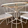 1970s Flower Detail Five Piece Iron Patio Table With Four Chairs