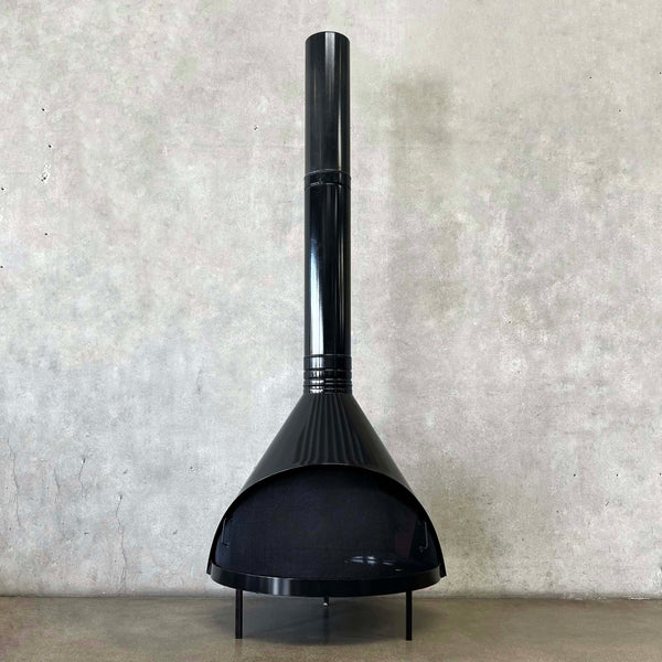 Vintage Mid Century Modern Black Porcelain Enamel Finish Preway Fireplace