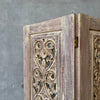 Three Panel Carved & Painted Wood Screen