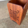 Vintage Handmade Carved Mahogany Trash Can