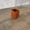 Vintage Handmade Carved Mahogany Trash Can