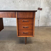 Mid Century 8 Drawer Desk in Walnut/Laminate Top