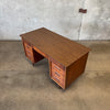 Mid Century 8 Drawer Desk in Walnut/Laminate Top