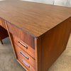 Mid Century 8 Drawer Desk in Walnut/Laminate Top