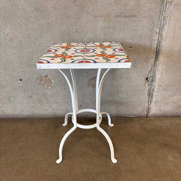 French Iron Tile Top Side Table