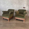 Pair Of Art Deco Brushed Velvet Club Chairs With Wood Claw Feet