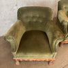 Pair Of Art Deco Brushed Velvet Club Chairs With Wood Claw Feet