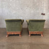 Pair Of Art Deco Brushed Velvet Club Chairs With Wood Claw Feet