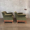 Pair Of Art Deco Brushed Velvet Club Chairs With Wood Claw Feet