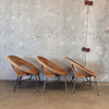 Set Of Three Mid Century Modern Hoop Rattan Style Chairs