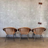 Set Of Three Mid Century Modern Hoop Rattan Style Chairs