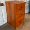 Danish Teak Veneer Three Drawer Mid Century Modern Filing Cabinet