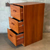 Danish Teak Veneer Three Drawer Mid Century Modern Filing Cabinet