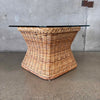 Vintage 1970s Wicker Side Table