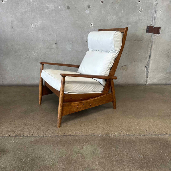 Mid Century Lounge Chair With Leather Upholstery