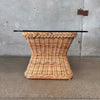 Vintage 1970s Wicker Side Table