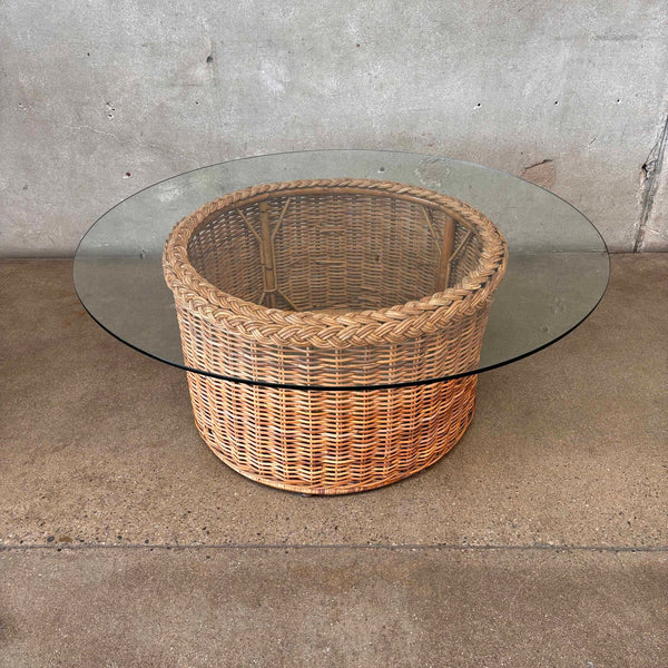 Vintage 1970s Wicker Table