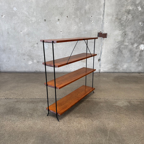 California Modern Iron & Wood Bookshelf 1950's