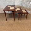 Vintage Mid Century Modern Walnut & Tile Nesting Tables