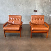 Pair of Danish Teak & Leather Arm Chairs