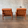 Pair of Danish Teak & Leather Arm Chairs